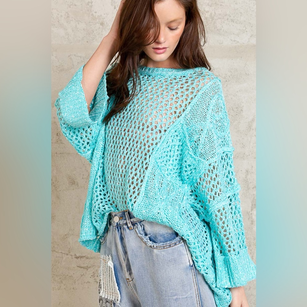 POL 🌸New! Pol Oversized Chunky Crochet Sweater Top worn 1 x like new